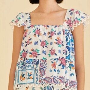 FARM RIO - Off-White Romantic Bandanas Blouse